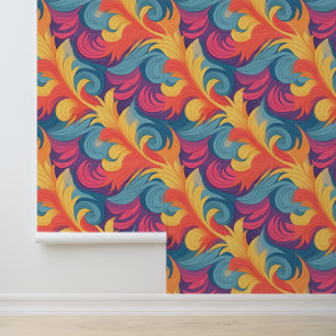 Pastel Feathers Pattern Wallpaper