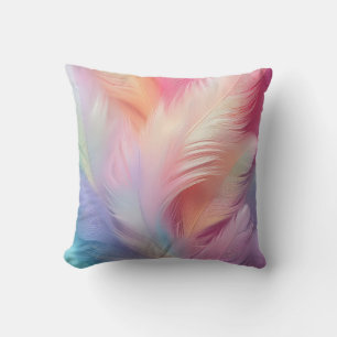 Pastel Feathers Throw Pillow