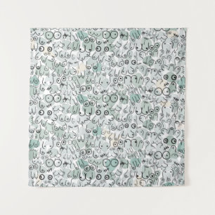 pastel feminist breast tapestry