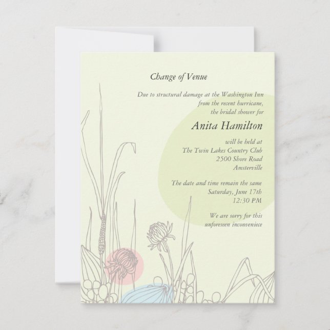 Pastel Fields Change of Venue Announcement (Front)