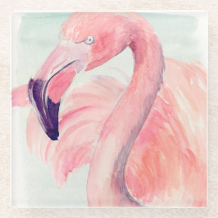 Pastel Flamingo Glass Coaster