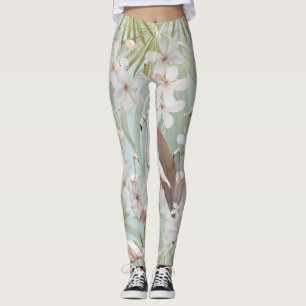Pastel Flamingo Jungle Love #1 #tropical #wall  Leggings