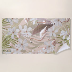 Pastel Flamingo Jungle Love #3 #tropical #wall Beach Towel