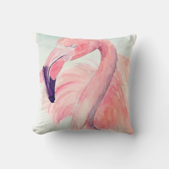 Pastel Flamingo Throw Pillow (Front)