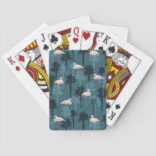 Pastel Flamingos On Teal Playing Cards