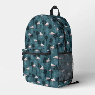 Pastel Flamingos On Teal Printed Backpack