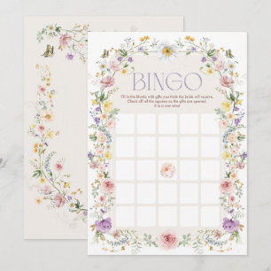 Pastel Fleur sauvage Bingo Fête des mariées Carte 