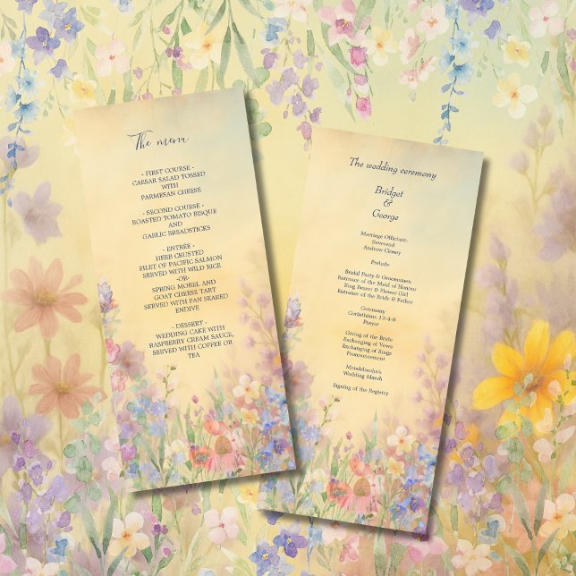 Pastel Fleur sauvage Meadow Barne Mariage menu (Créateur téléchargé)