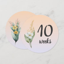 Pastel Floral 10-11 Weeks Pregnancy Milestone Card