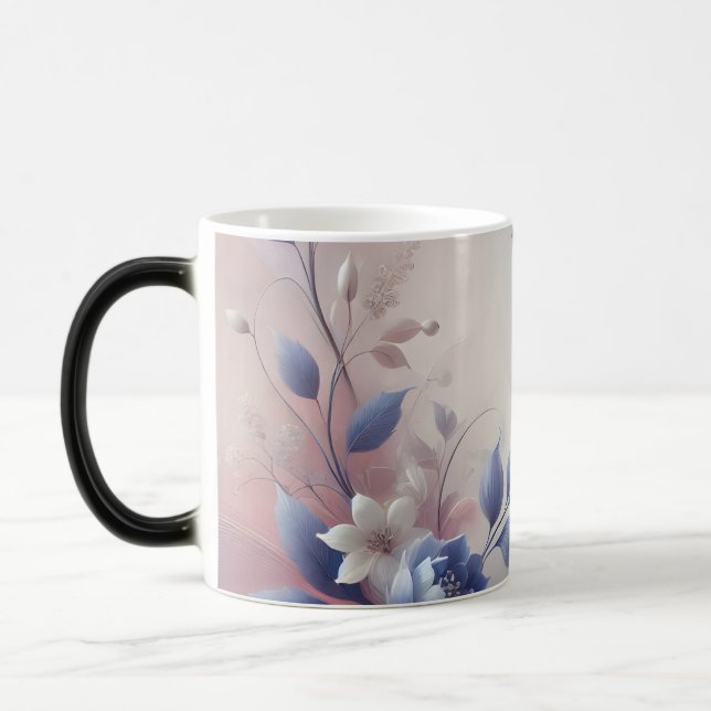Pastel Floral Abstract Wall Clock Magic Mug (Left)