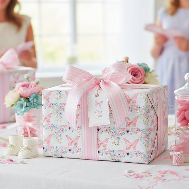 Pastel floral and butterfly wrapping paper (Creator Uploaded)