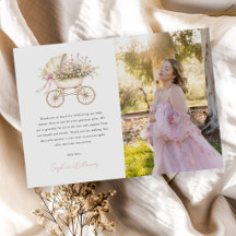 Pastel Floral Baby Carriage Girl Baby Shower Photo