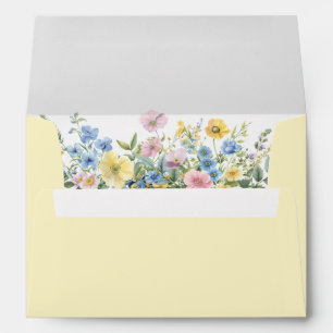 Pastel Floral Baby in Bloom Watercolor Yellow Envelope