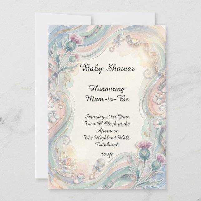 Pastel Floral Baby Shower Invitation (Front)