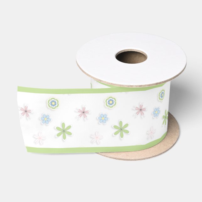 Pastel Floral Baby Shower Satin Ribbon (Spool)