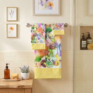 Pastel floral bath towel set