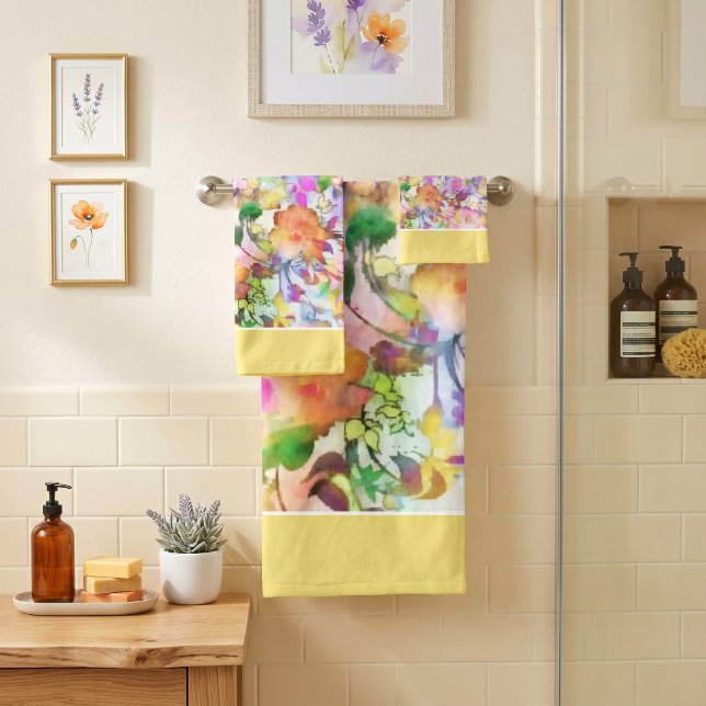 Pastel floral bath towel set (Creator Uploaded)