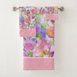 Pastel floral bath towel set