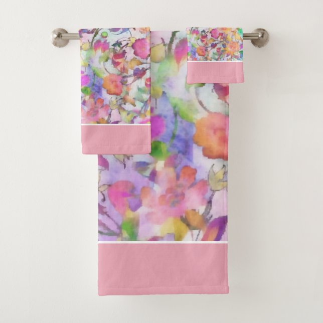Pastel floral bath towel set (Insitu)