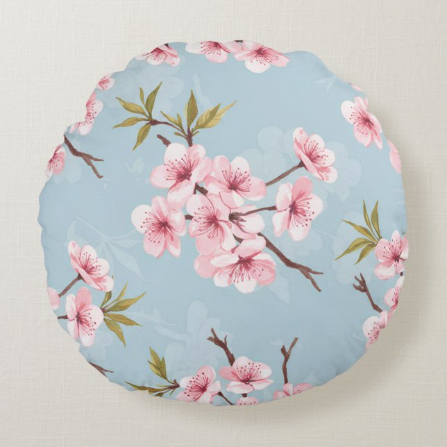 Pastel Floral Bedding Round Pillow (Front)