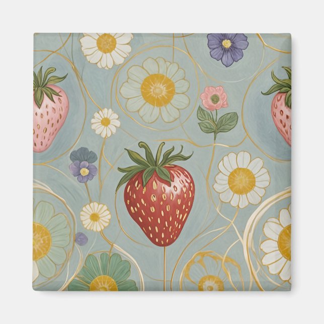 Pastel Floral & Berry Delight Magnet (Front)