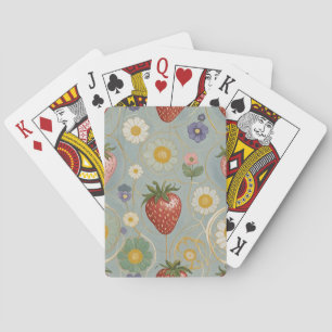 Pastel Floral & Berry Delight Playing Cards