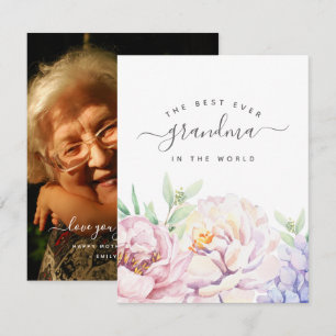 Pastel Floral Best Mom Personalized Photo Card