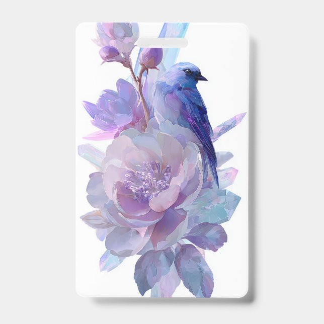 Pastel Floral Bird Name Badge (Front)