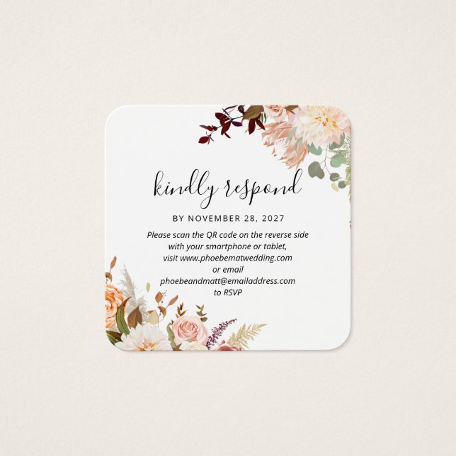 Pastel Floral Bloom QR Code Wedding Website RSVP (Front)