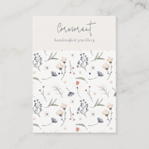 Pastel Floral Blue Rust Script Earring Stud Holder Business Card