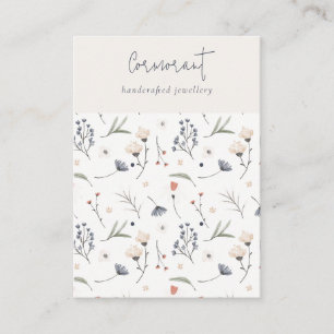 Pastel Floral Blue Script 2 Earring Stud Holder Business Card