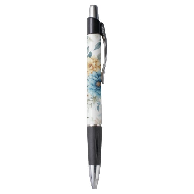 Pastel Floral Blue Yellow Home Office Writing  Pen (Bottom (Vertical))