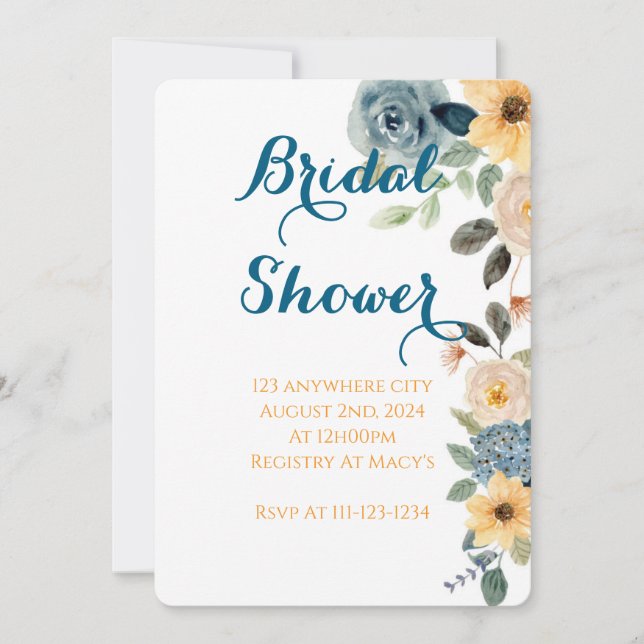 PASTEL FLORAL BRIDAL SHOWER  INVITATION (Front)
