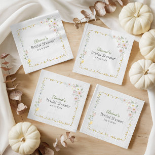 Pastel Floral Bridal Shower Napkins   Cottagecore 