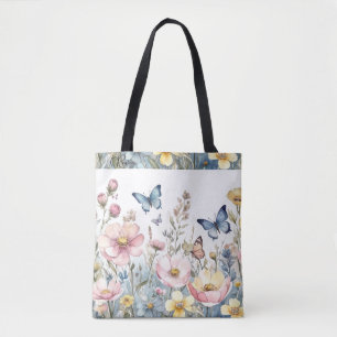 Pastel Floral Butterfly – Elegant Nature Lovers Tote Bag