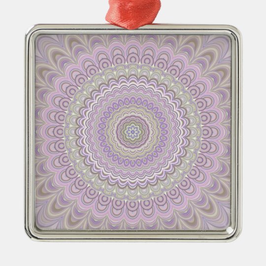 Pastel floral circle mandala metal ornament