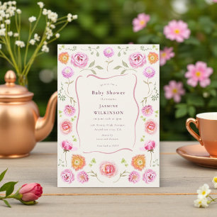 pastel  Floral coquette Floral  baby shower  Invitation