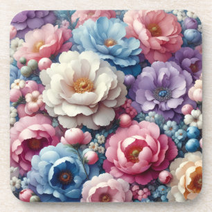 Pastel Floral Cork Back Coasters Set of 6