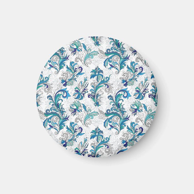 Pastel Floral Doodle Vintage Pattern. Magnet (Front)