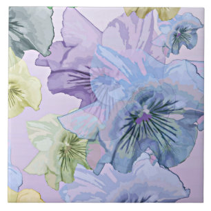Pastel Floral Dream, Pretty Pansies Tile