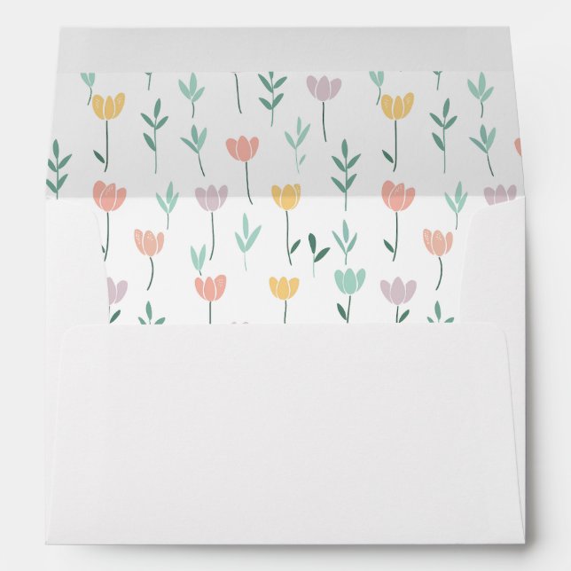 Pastel Floral Easter Tulip Flower Return Address Envelope (Back (Bottom))