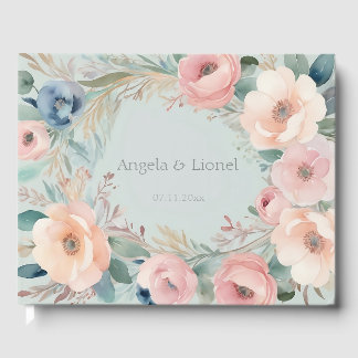 Pastel Floral Elegance Wedding Guest Book