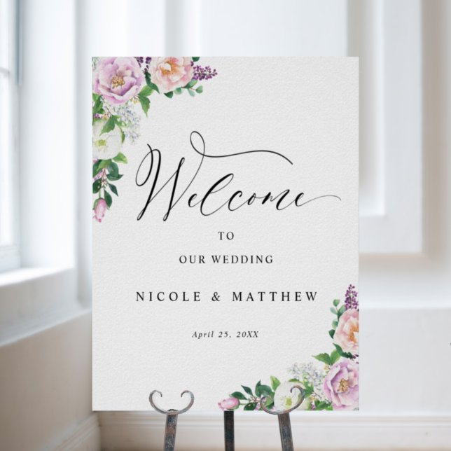 Pastel Floral Élégante Affiche de bienvenue de mar (Créateur téléchargé)