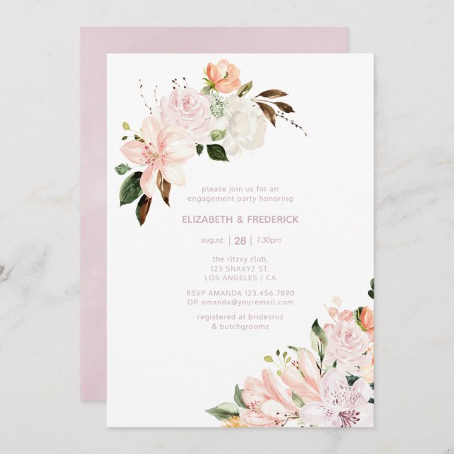 Pastel Floral Engagement Party Invitation (Front/Back)