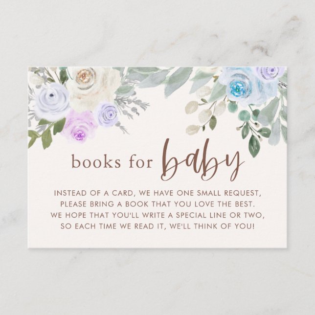 Pastel Floral et Livres Feuille pour Cartes Bébés (Devant)