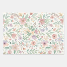 Pastel Floral Fleece Wrapping Paper Sheets