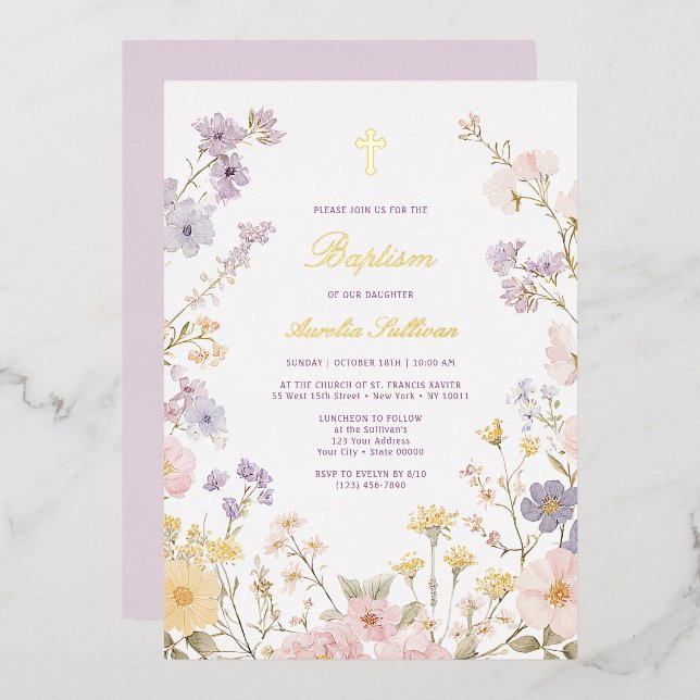 Pastel Floral Frame Baptism (Front/Back)