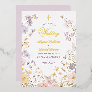 Pastel Floral Frame Religious Wedding