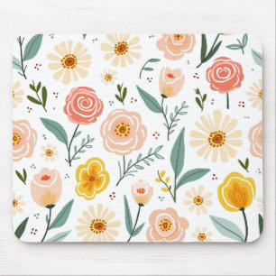Pastel Floral Garden Botanical Graphic Art Mouse Pad