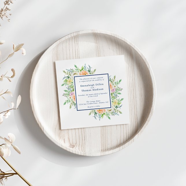 Pastel Floral Garden Watercolor Wedding Invitation (Creator Uploaded)